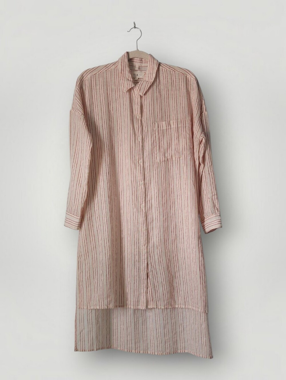 Lou & Grey Womens Small Oversized Striped Top Cotton High Low Tunic